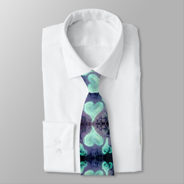 Gravata Corações Mindful EleART Blue Neck Tie (Amarrado)