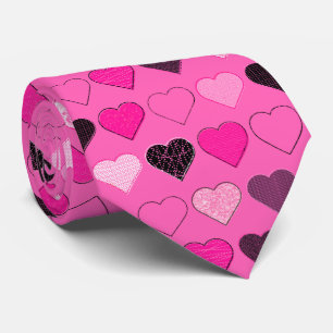 Gravata Corações Modernos de Meio século Rosa