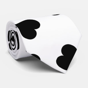 Gravata Corações Pretos Brancos