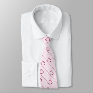 Gravata Corações Rosa Em Rosa Pálido