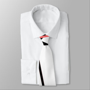 Gravata Corais cruzados e faixas pretas em branco