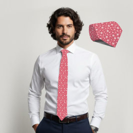 Gravata Coral Blush Hexagon & Charcoal Triangle Tie