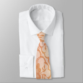 Gravata Coral Urbano Moderno Pessegueiro Laranja Lace Bran