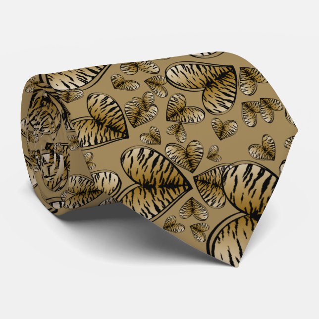 Gravata Corbata con corazones de tigre (Rolled)