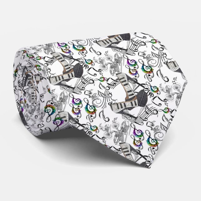 Gravata Corbata con notas musicales (Rolled)