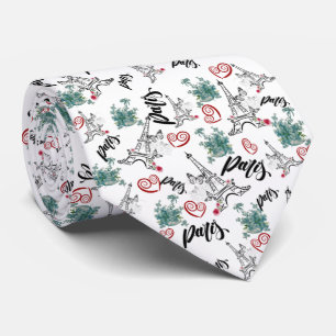 Gravata Corbata de parís con la torre Eiffel y corazones