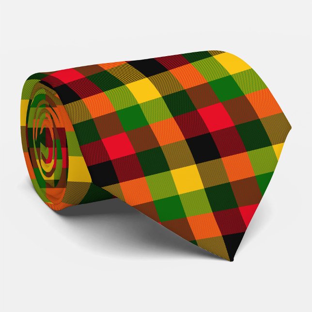 Gravata Cores Africanas Rasta Reggae Xadrez Padrão Design (Criador carregado)
