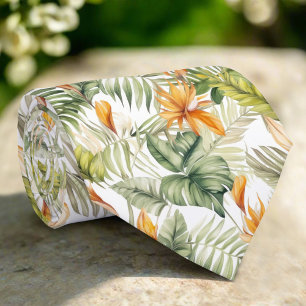 Gravata Cores Aquáticas Florestas Tropicais Folhas de Verã