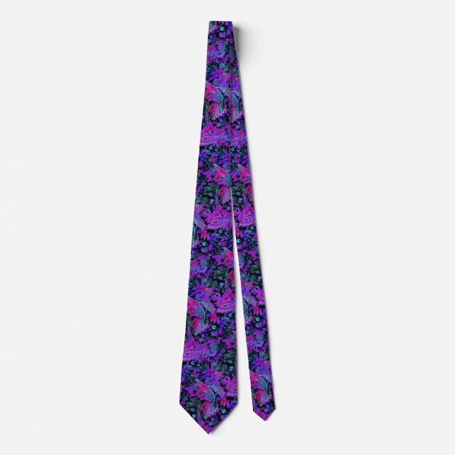Gravata Cores Neon Psicodélicas Paisley (Frente)