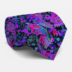 Gravata Cores Neon Psicodélicas Paisley