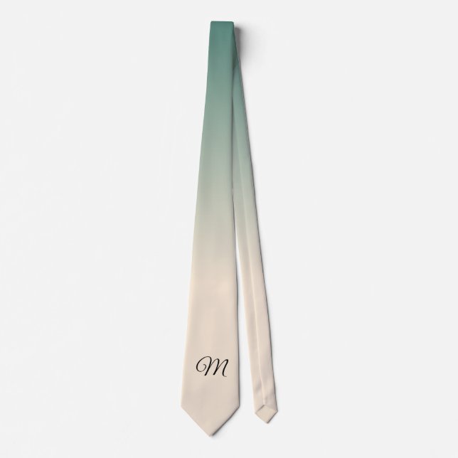 Gravata Cores Ombre Branco Antigo e Verde Inverno (Frente)