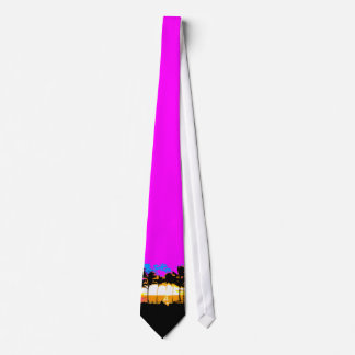 Gravata Corey Tiger 80s Retro Palm Trees Sunset