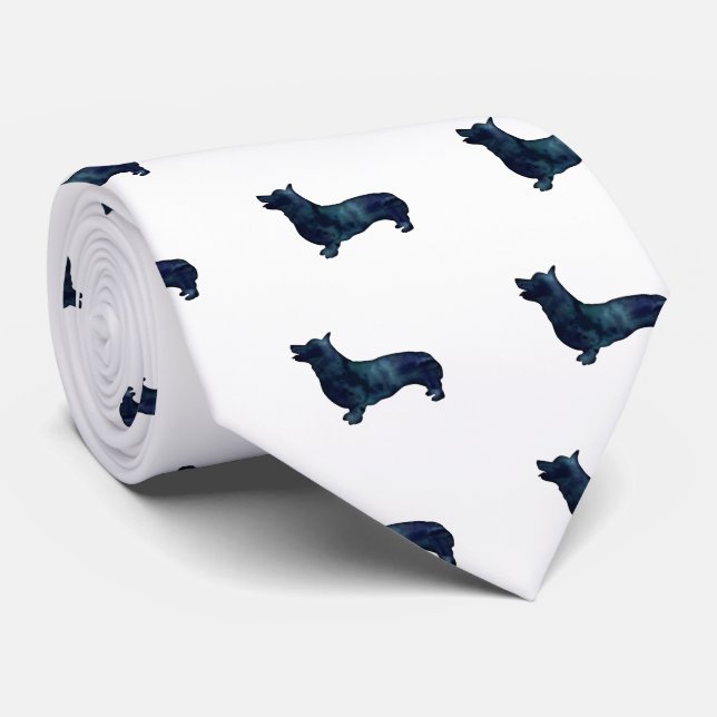 Gravata Corgi Cachorro Raça Negra Silhouette (Rolled)