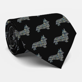 Gravata Corgi Welsh Dog Yellow & Black Grid Tie