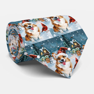 Gravata Corgi Winter Wonderland Christmas Joy