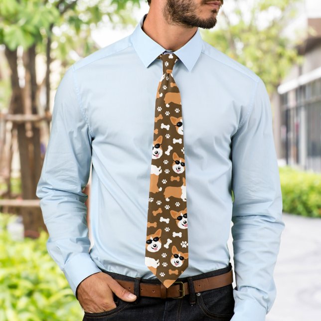 Gravata Corgis Cute Pembroke Welsh Corgi - Padrão Funny (Cute Corgis Neck tie Corgi Dog Lover )