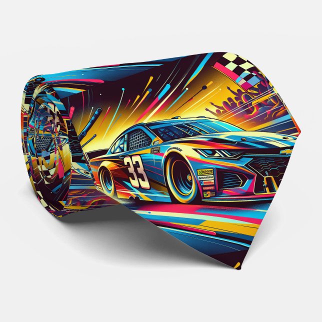 Gravata Corrida Colorida de Carros 1 (Rolled)