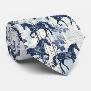 Gravata Corrida de Cavalos de Tóile Azul Escuro
