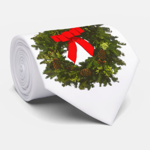 Gravata Corrida de Natal com Pinos Cones e Arco Vermelho