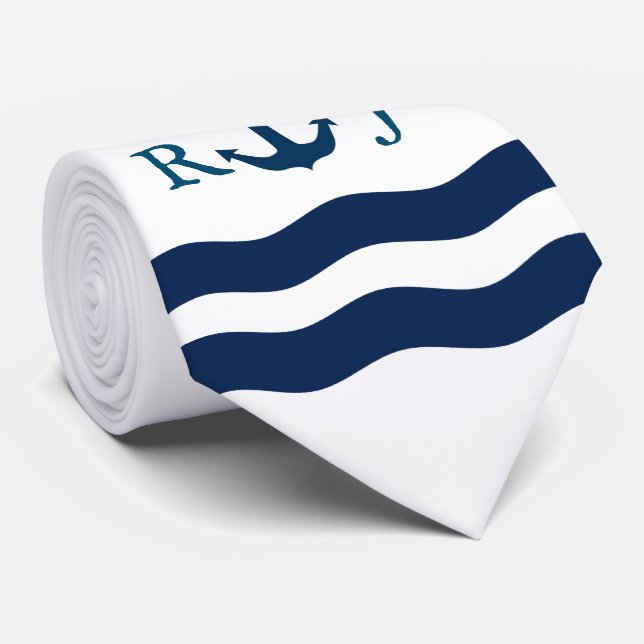 Gravata Costume náutico da âncora lustrosa (Rolled)