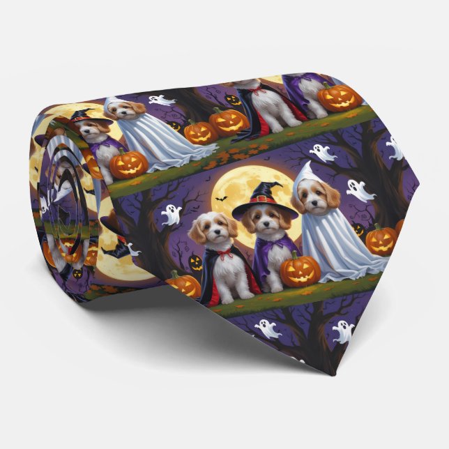 Gravata Coton De Tulear Cachorros Pumpkin Halloween Engraç (Rolled)