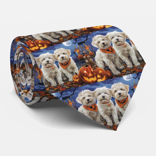 Gravata Coton De Tulear Halloween Spooky (Rolled)