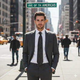 Gravata Couro Faux Cinza  