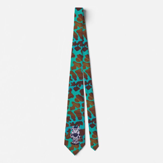 Gravata Cow Brown and Teal Print (Frente)