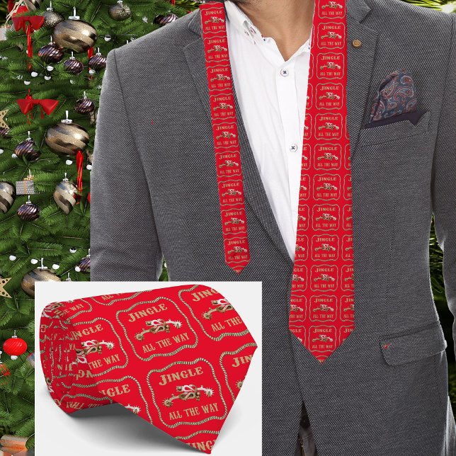 Gravata Cowboy Ocidental Spurs Jingle Todo O Caminho Verme (Criador carregado)