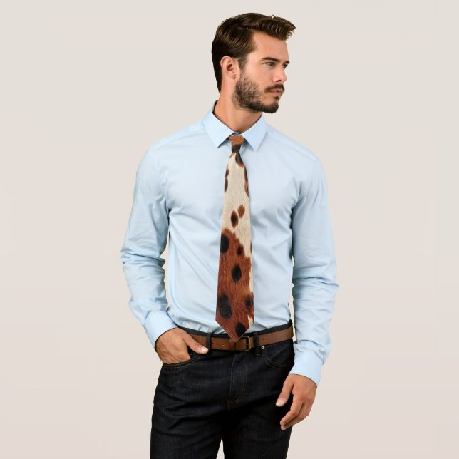 Gravata Cowhide Preto-Castanho Ocidental (In Situ)