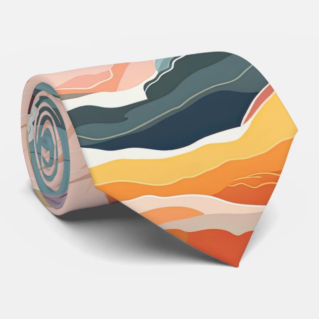 Gravata Cozy Autumn Colunas Abstrato Digital Art (Rolled)