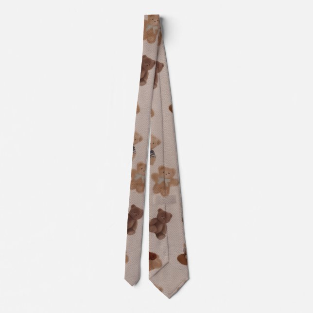 Gravata Cozy Teddy Bears Pattern Tie (Verso)