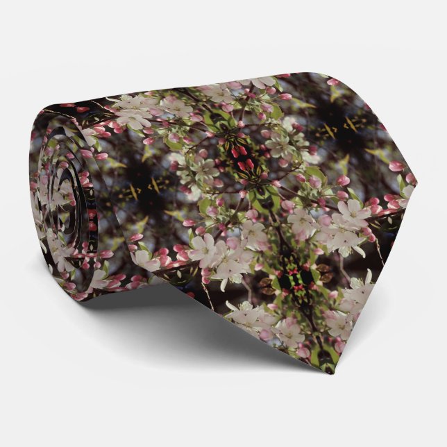 Gravata Crabapple Blossoms Vintage Abstrato (Rolled)