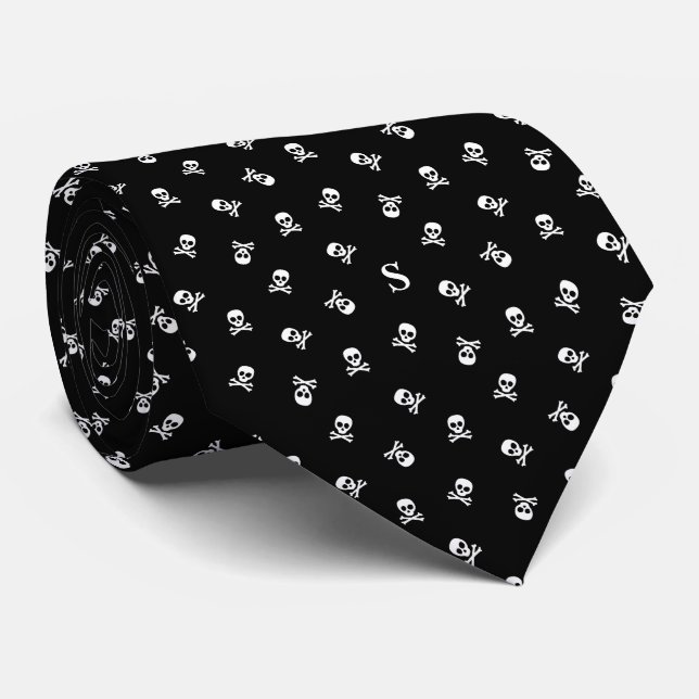 Gravata Crânio e Crossbones Monogramas Halloween (Rolled)