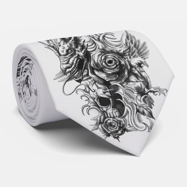 Gravata Crânios do laço/dragão (Rolled)