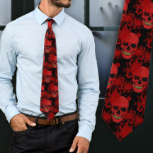 Cránios Sangrentos de Halloween Vermelho e Preto