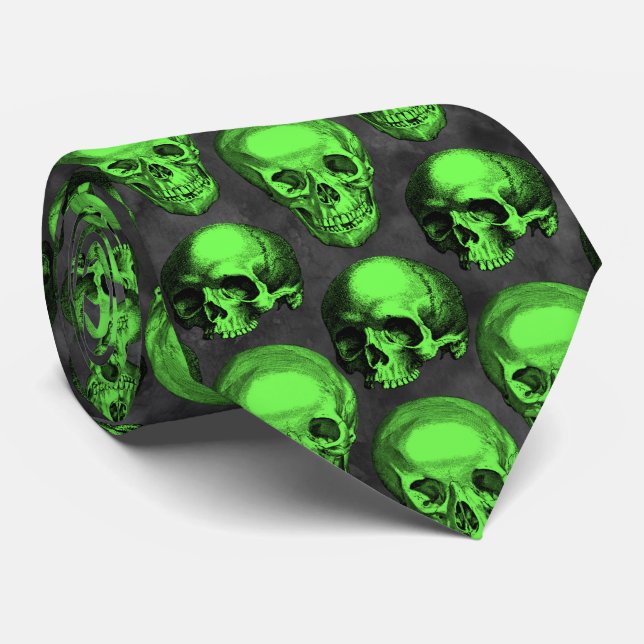Gravata Crânios Verdes e Série Girassol Design 2 (Rolled)