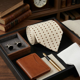 Gravata Cream & Black Micro Polka Dot 