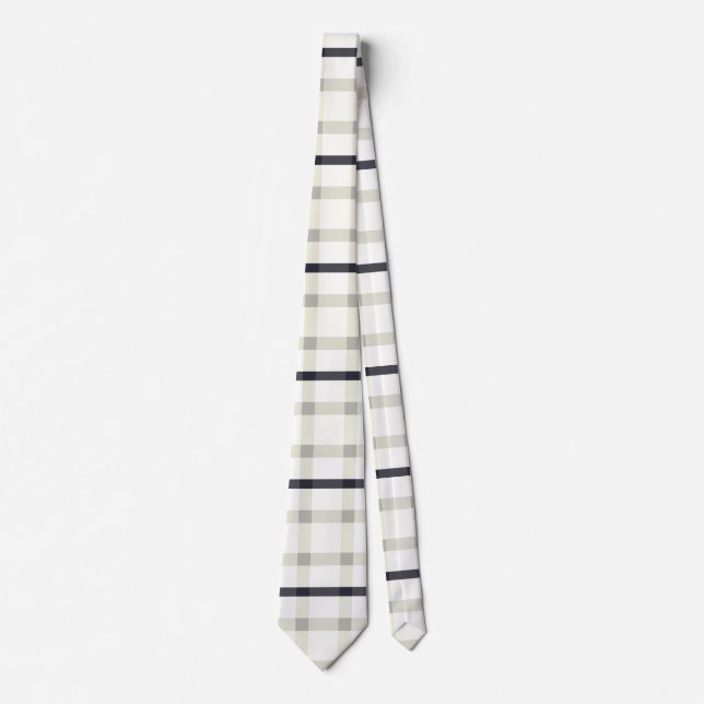 Gravata Cream Tartan em Cinza e preto (Frente)
