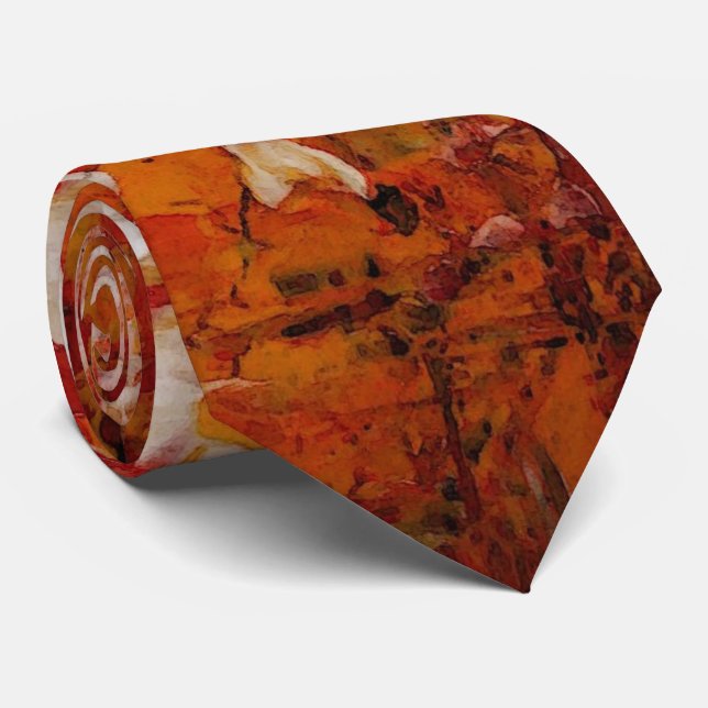 Gravata Creative Original Orange Abstrato Art Modern (Rolled)