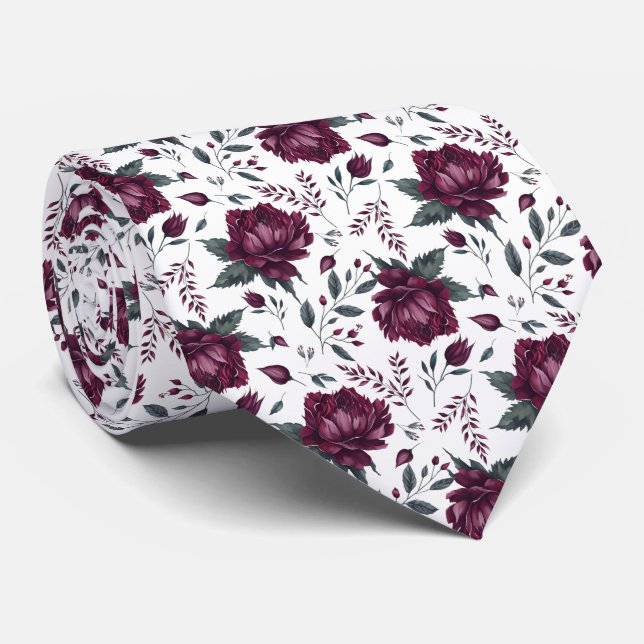 Gravata Creme Watercolor Floral (Rolled)