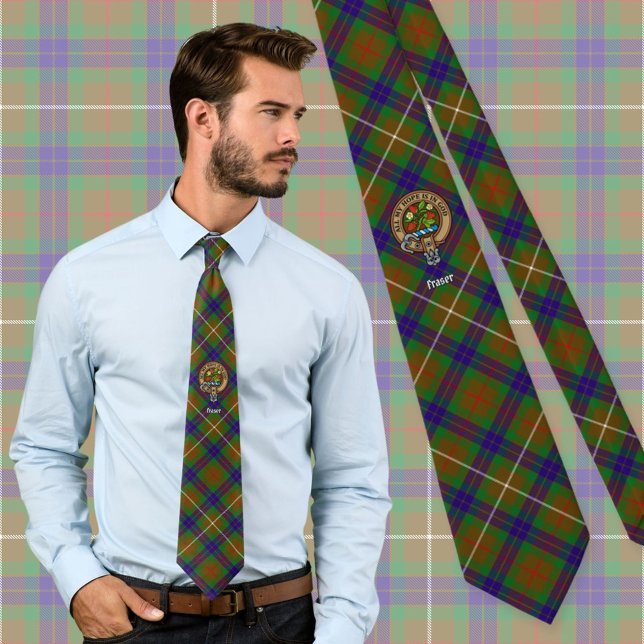 Gravata Crest do clã Fraser sobre o tartan de caça (Criador carregado)