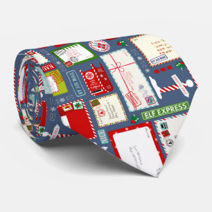 Gravata Crianças Cartas a Papais noeis Padrão de Natal