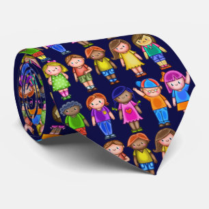 Gravata Crianças Kawaii Felizes e Coisas