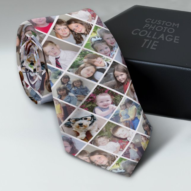 Gravata Criar uma Colagem de Fotos Personalizada com 12 Fo (Custom Photo Collage Tie - Create Your Own Look)