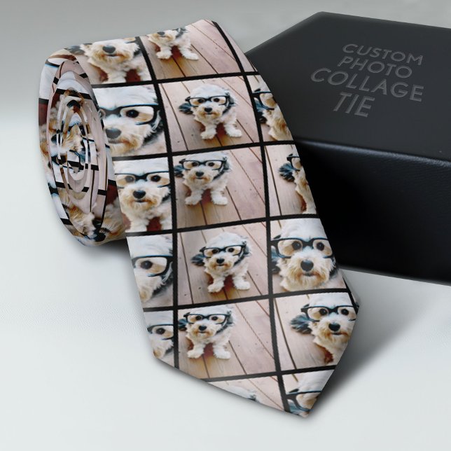 Gravata Criar uma Colagem de Fotos Personalizada com 4 Fot (Custom Photo Collage Tie - Create Your Own Look)