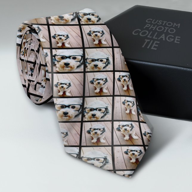 Gravata Crie uma colagem personalizada de fotos com 6 foto (Custom Photo Collage Tie - Create Your Own Look)