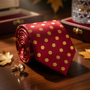 Gravata Crimson & Gold Bolinhas