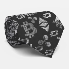 Gravata Criptocurrency Black and White Patterch neck tie