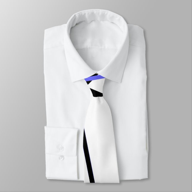 Gravata Crises Cruzadas Blue e Black Stripes em Branco (Amarrado)